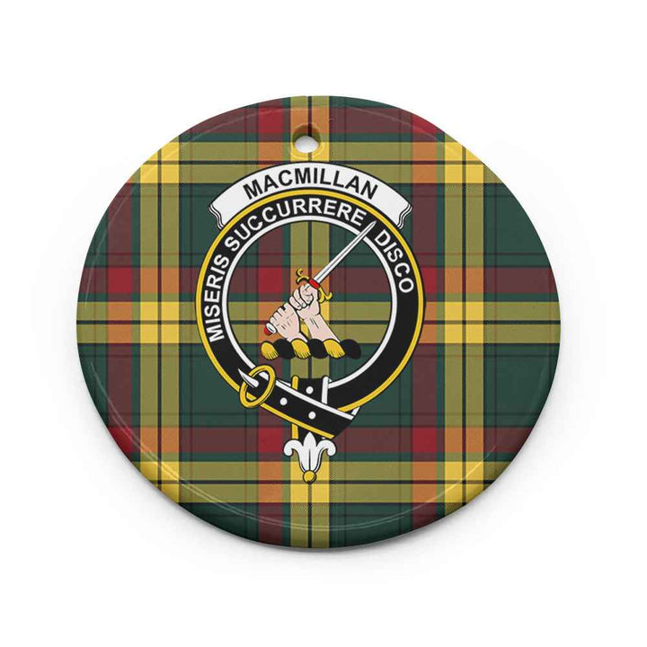 Scottish MacMillan Clan Crest Tartan Ceramic Ornament Circle Shape Tartan Plaid