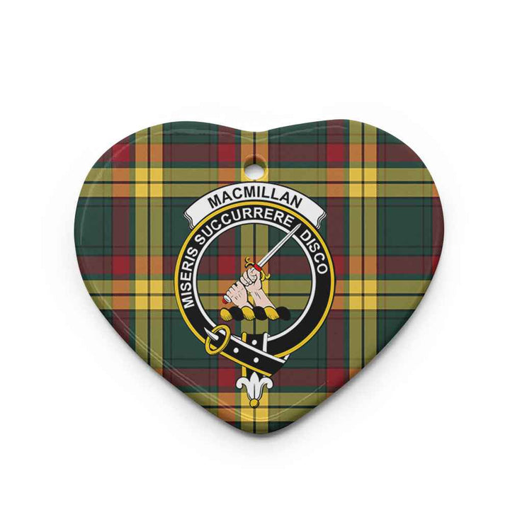 Scottish MacMillan Clan Crest Tartan Ceramic Ornament Heart Shape Tartan Plaid