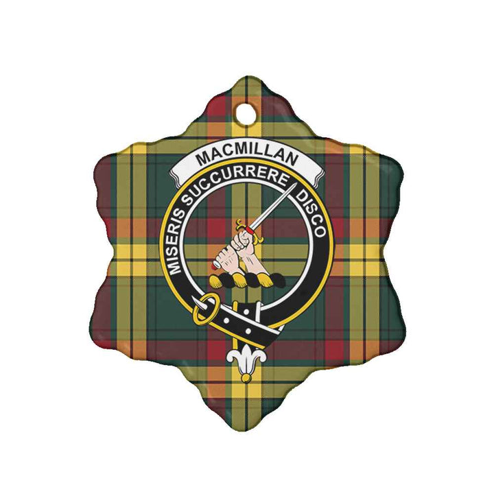 Scottish MacMillan Clan Crest Tartan Ceramic Ornament Snow Flake Shape Tartan Plaid