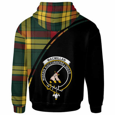 Scottish MacMillan Clan Crest Tartan Curve Hoodie Back Side Tartan Plaid