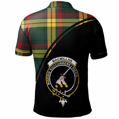 Scottish MacMillan Clan Crest Tartan Curve Polo Shirt Back Side Tartan Plaid