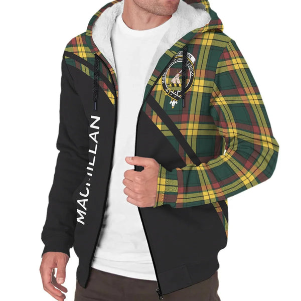 Scottish MacMillan Clan Crest Tartan Curve Sherpa Hoodie