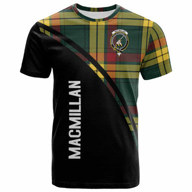 Scottish MacMillan Clan Crest Tartan Curve T-Shirt Front Side Tartan Plaid