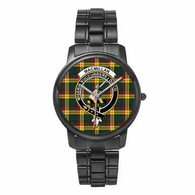 Scottish MacMillan Clan Crest Tartan Folding Clasp Steel Quartz Watches Tartan Plaid Black 1