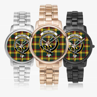Scottish MacMillan Clan Crest Tartan Folding Clasp Steel Quartz Watches Tartan Plaid All