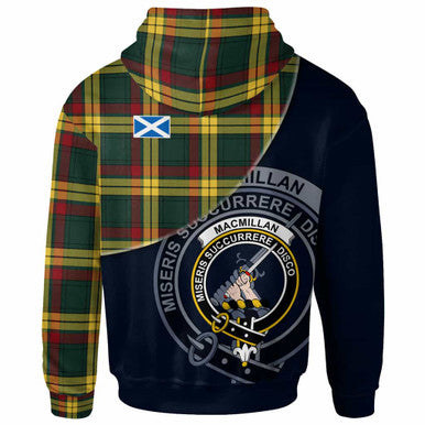 Scottish MacMillan Clan Crest Tartan Hoodie - Bend Style Back Side Tartan Plaid