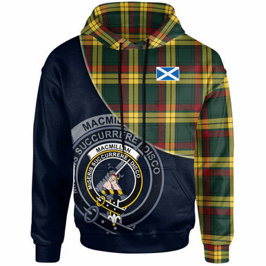 Scottish MacMillan Clan Crest Tartan Hoodie - Bend Style Front Side Tartan Plaid