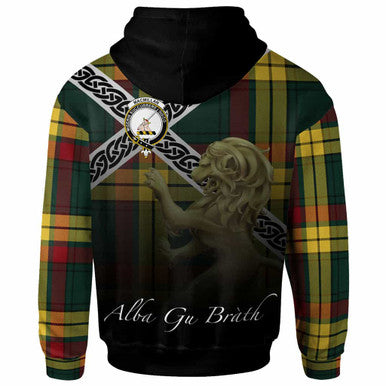 Scottish MacMillan Clan Crest Tartan Hoodie - Scotland Lion Back Side Tartan Plaid