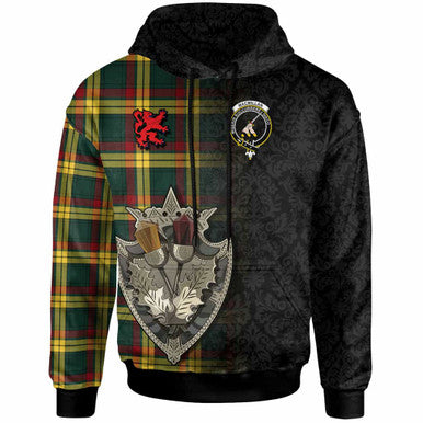 Scottish MacMillan Clan Crest Tartan Hoodie - Half Thistle Flowers Celtic Design Front Side Tartan Plaid