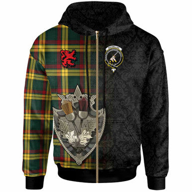 Scottish MacMillan Clan Crest Tartan Hoodie - Half Thistle Flowers Celtic Design Zip-up Tartan Plaid