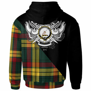 Scottish MacMillan Clan Crest Tartan Hoodie - Military Logo Back Side Tartan Plaid