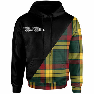 Scottish MacMillan Clan Crest Tartan Hoodie - Military Logo Front Side Tartan Plaid