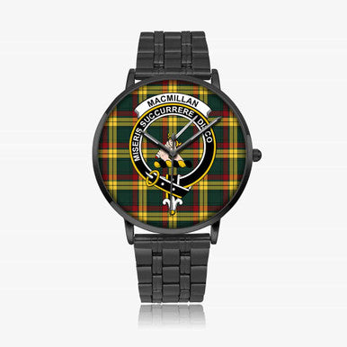 Scottish MacMillan Clan Crest Tartan Instafamous Steel Quartz Watches Tartan Plaid Black 1