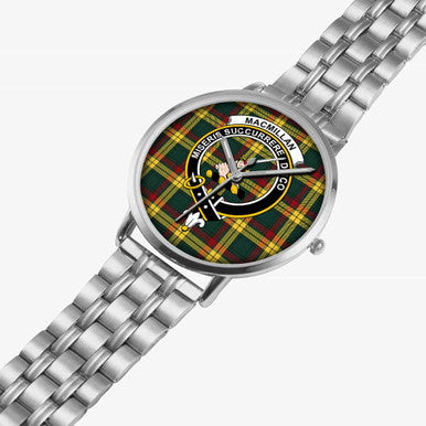 Scottish MacMillan Clan Crest Tartan Instafamous Steel Quartz Watches Tartan Plaid Silver 2
