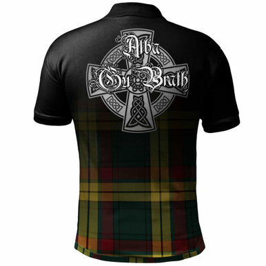 Scottish MacMillan Clan Crest Tartan Polo Shirt - Alba Gu Brath Family Crest Celtic Inspired Back Side Tartan Plaid