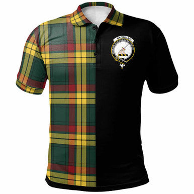 Scottish MacMillan Clan Crest Tartan Polo Shirt - Half in Me Front Side Tartan Plaid