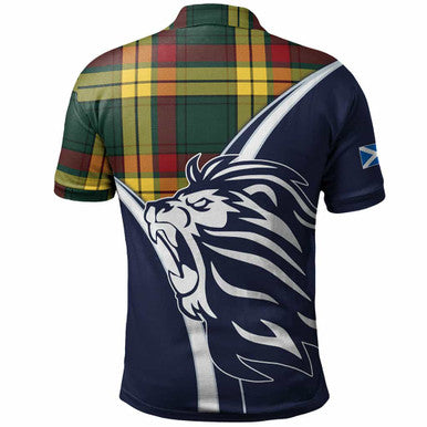 Scottish MacMillan Clan Crest Tartan Polo Shirt - Scottish Flag With Lion Back Side Tartan Plaid