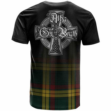 Scottish MacMillan Clan Crest Tartan T-Shirt - Alba Gu Brath Family Crest Celtic Inspired Back Side Tartan Plaid