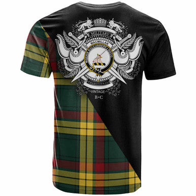 Scottish MacMillan Clan Crest Tartan T-Shirt - Military Logo Back Side Tartan Plaid