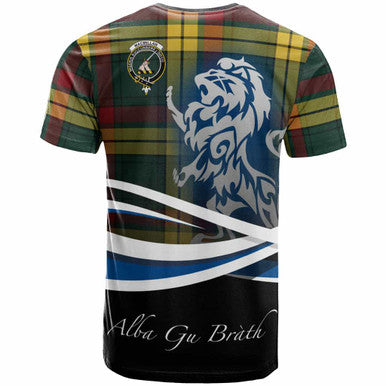 Scottish MacMillan Clan Crest Tartan T-Shirt - Scotland Lion Back Side Tartan Plaid