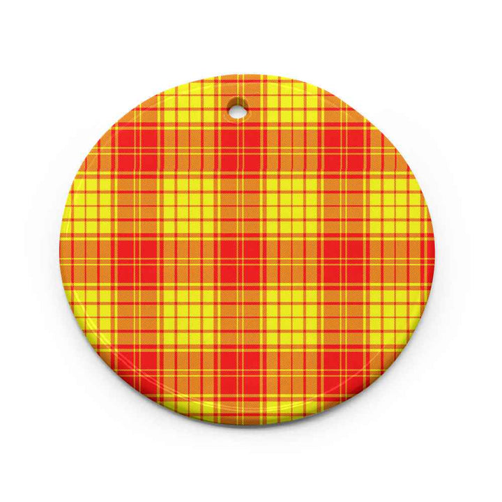 Scottish MacMillan Clan Tartan Ceramic Ornament Circle Shape Tartan Plaid