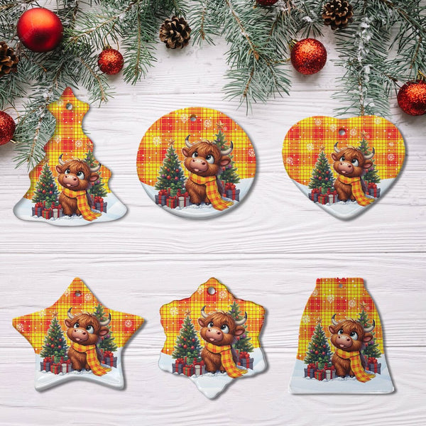 Scottish MacMillan Clan Tartan Ceramic Ornament Cute Highland Cow Christmas All Style Tartan Plaid