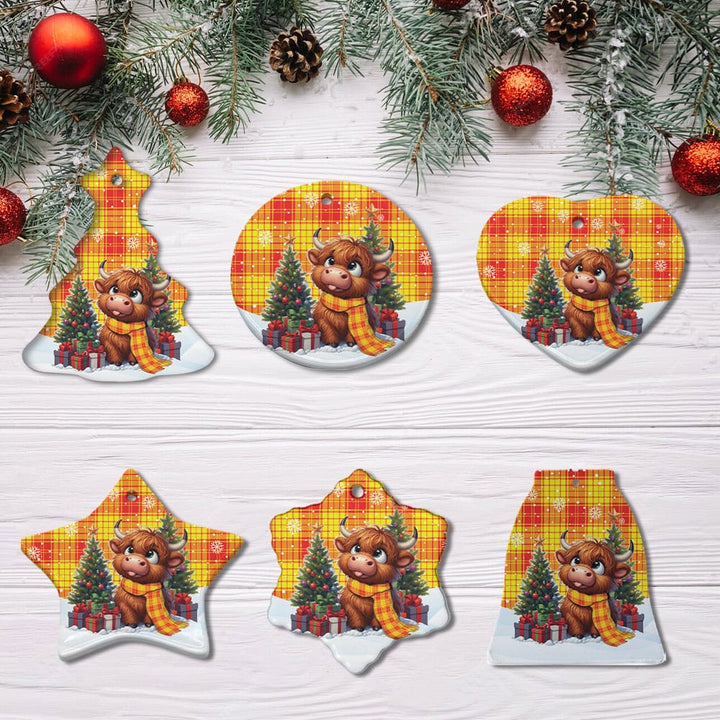 Scottish MacMillan Clan Tartan Ceramic Ornament Cute Highland Cow Christmas All Style Tartan Plaid