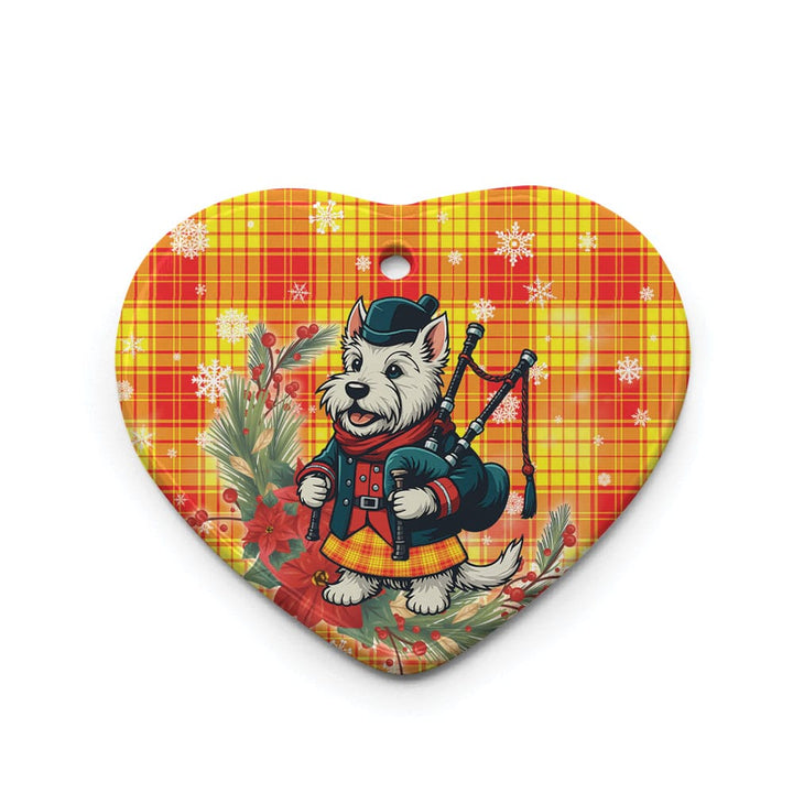 Scottish MacMillan Clan Tartan Ceramic Ornament Cute Scottish Terrier Dog Heart Style Tartan Plaid