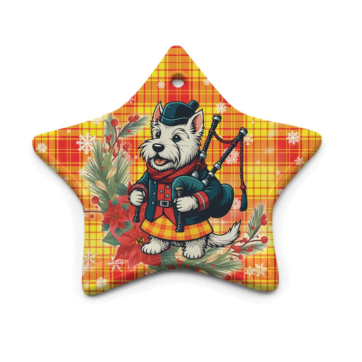 Scottish MacMillan Clan Tartan Ceramic Ornament Cute Scottish Terrier Dog Star Style Tartan Plaid