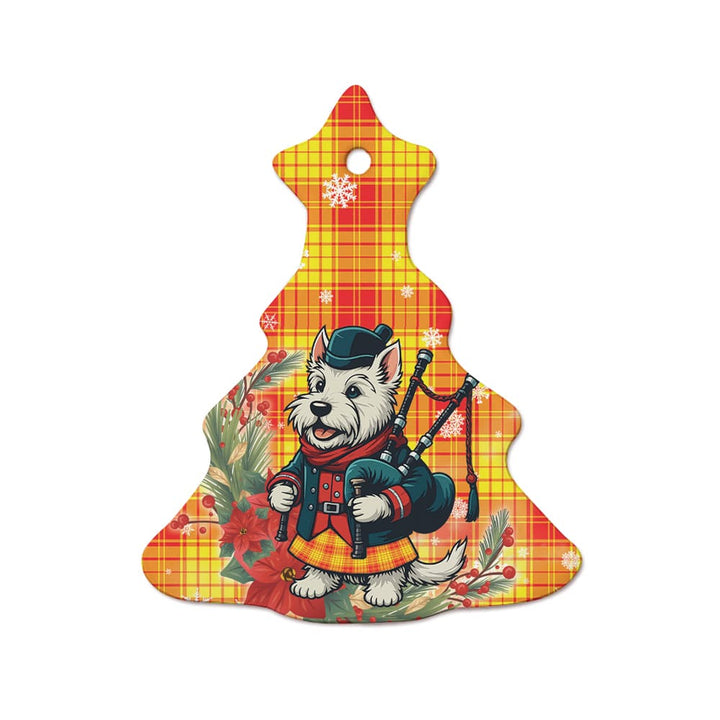 Scottish MacMillan Clan Tartan Ceramic Ornament Cute Scottish Terrier Dog Tree Style Tartan Plaid