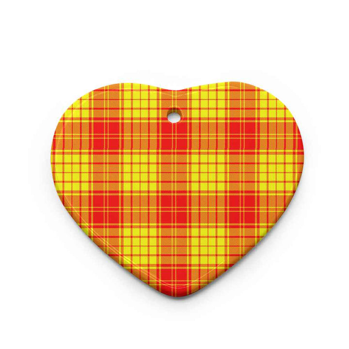 Scottish MacMillan Clan Tartan Ceramic Ornament Heart Shape Tartan Plaid
