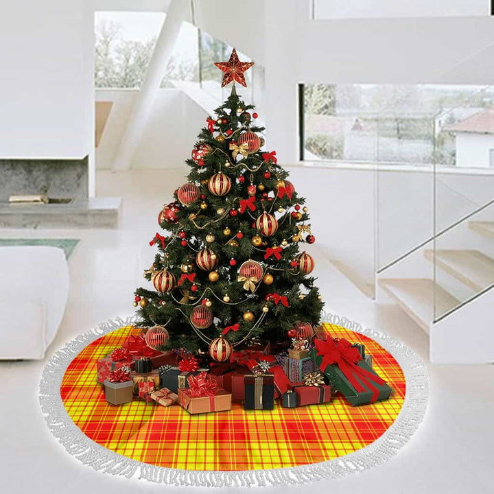 Scottish MacMillan Clan Tartan Christmas Tree Skirt Tassels 3 Tartan Plaid