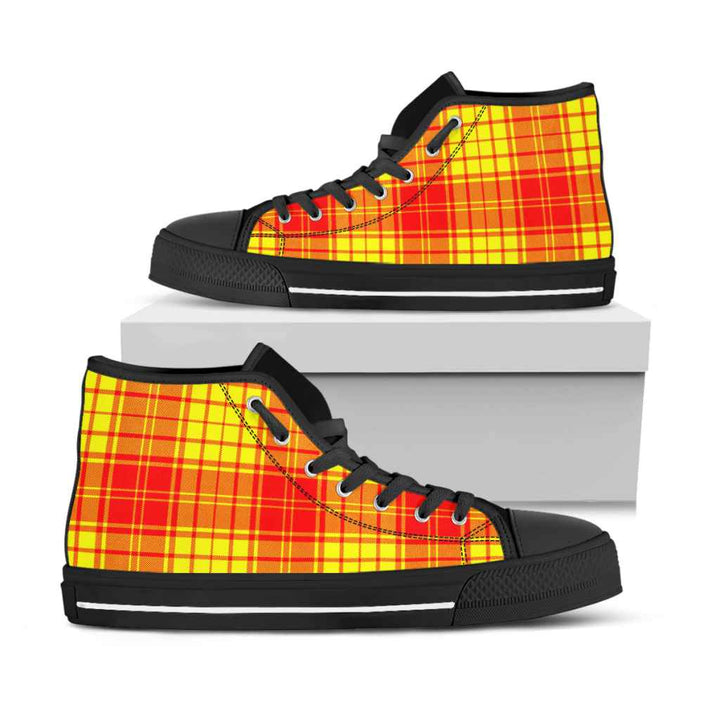 Scottish MacMillan Clan Tartan High Top Shoes Black Sole Tartan Plaid