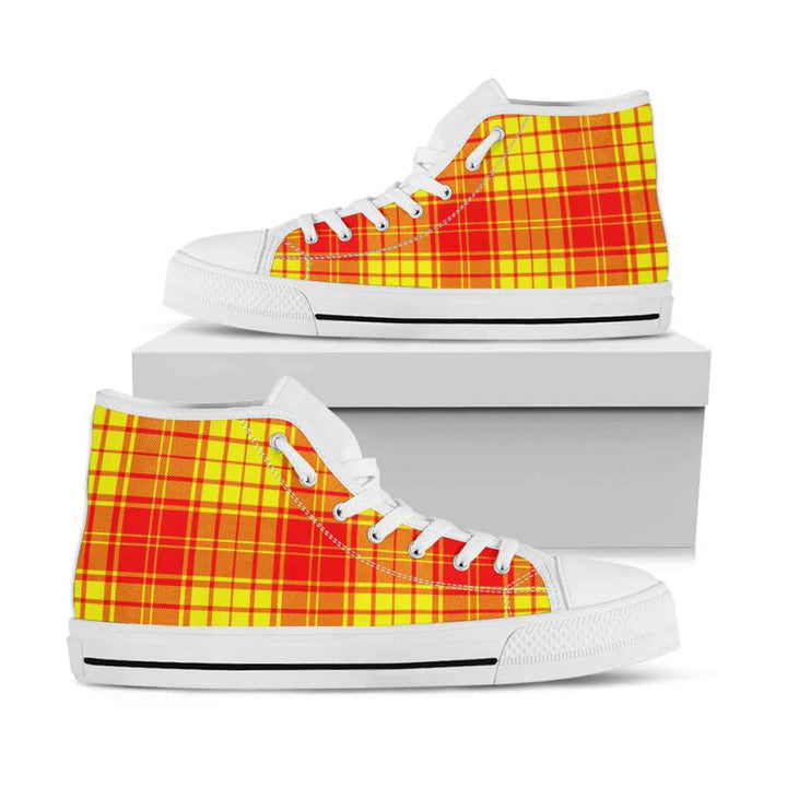 Scottish MacMillan Clan Tartan High Top Shoes White Sole Tartan Plaid