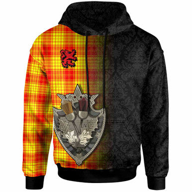 Scottish MacMillan Clan Tartan Hoodie - Half Thistle Flowers Celtic Design Front Side Tartan Plaid