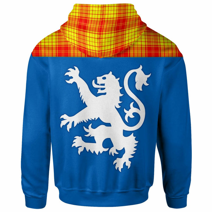 Scottish MacMillan Clan Tartan Hoodie - Lion Rampant of Scotland With Flag back Side Tartan Plaid