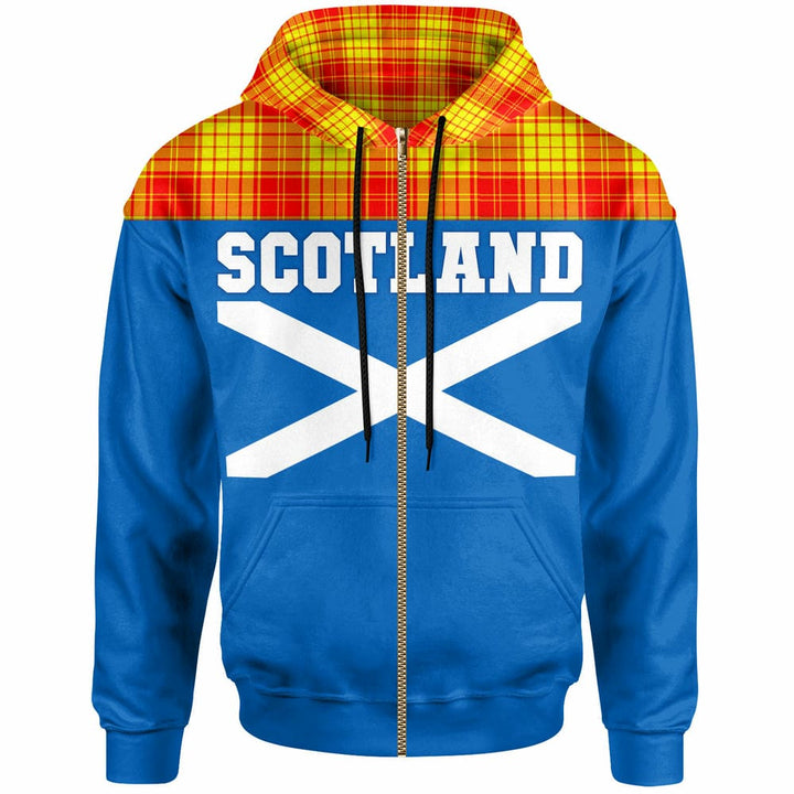 Scottish MacMillan Clan Tartan Hoodie - Lion Rampant of Scotland With Flag Zip-up Tartan Plaid