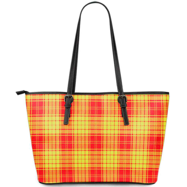 Scottish MacMillan Clan Tartan Leather Tote Tartan Plaid
