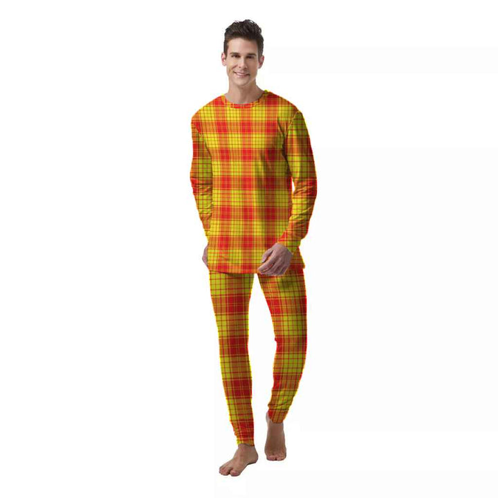 Scottish MacMillan Clan Tartan Pajama Set  Men Front Side Tartan Plaid