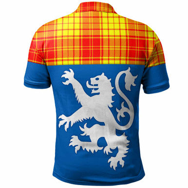 Scottish MacMillan Clan Tartan Polo Shirt - Lion Rampant of Scotland With Flag Back Side Tartan Plaid