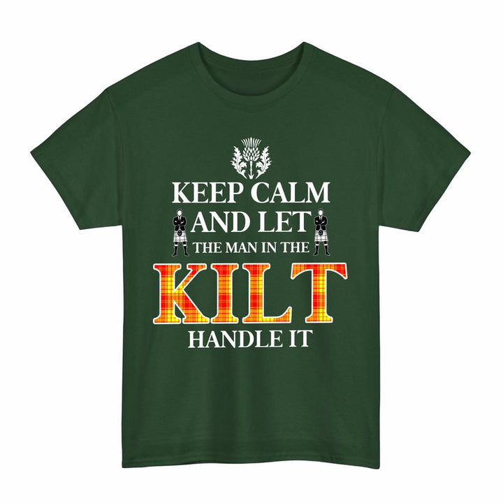 Scottish MacMillan Clan Tartan T-Shirt - Keep Calm Tartan Plaid Forest Green Color