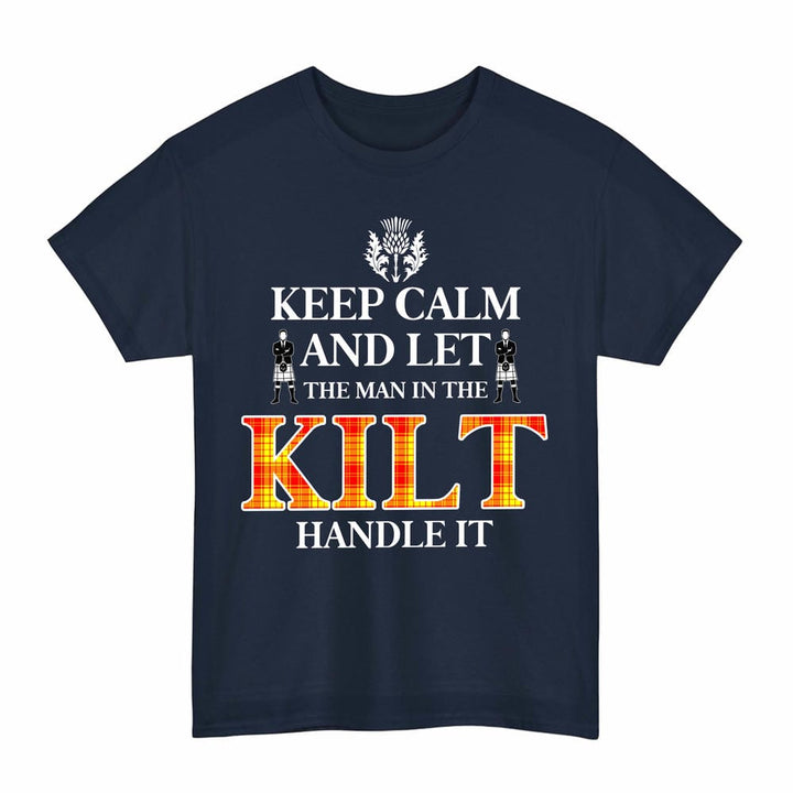 Scottish MacMillan Clan Tartan T-Shirt - Keep Calm Tartan Plaid Navy Color