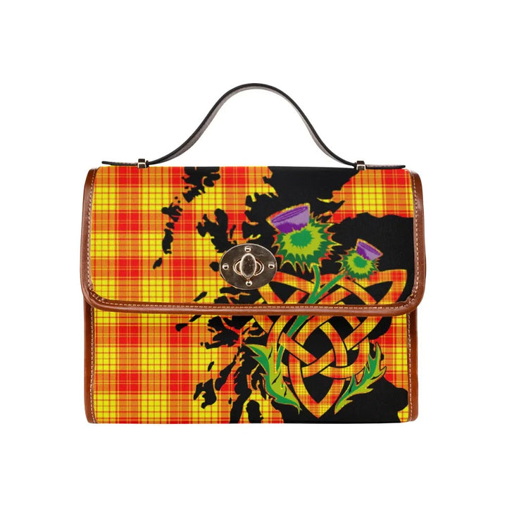 Scottish MacMillan Clan Tartan Waterproof Canvas Bag With Thistle Tartan Plaid 1