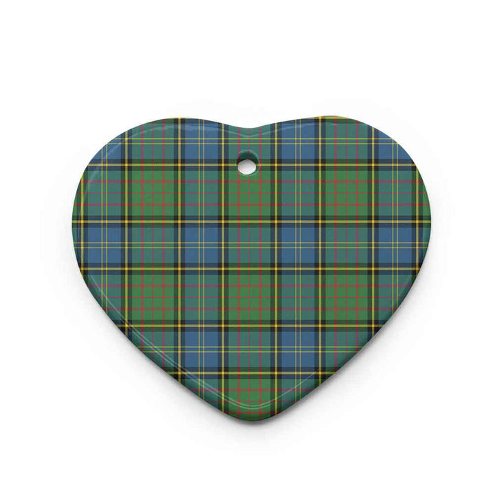 Scottish MacMillan Hunting Ancient Clan Tartan Ceramic Ornament Heart Shape Tartan Plaid