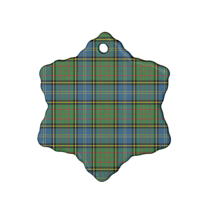 Scottish MacMillan Hunting Ancient Clan Tartan Ceramic Ornament Snow Flake Shape Tartan Plaid
