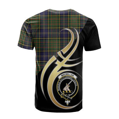 Scottish MacMillan Hunting Modern Clan Crest Tartan T-Shirt Believe in Me Back Side Tartan Plaid