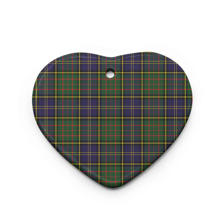Scottish MacMillan Hunting Modern Clan Tartan Ceramic Ornament Heart Shape Tartan Plaid