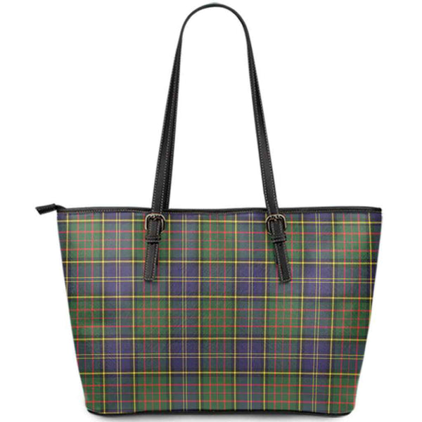 Scottish MacMillan Hunting Modern Clan Tartan Leather Tote Tartan Plaid