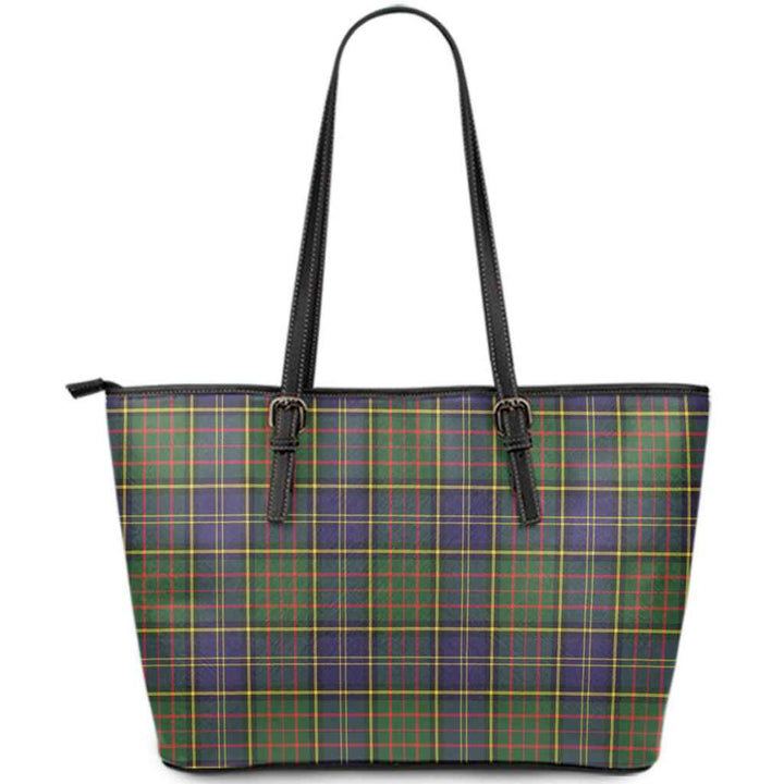 Scottish MacMillan Hunting Modern Clan Tartan Leather Tote Tartan Plaid