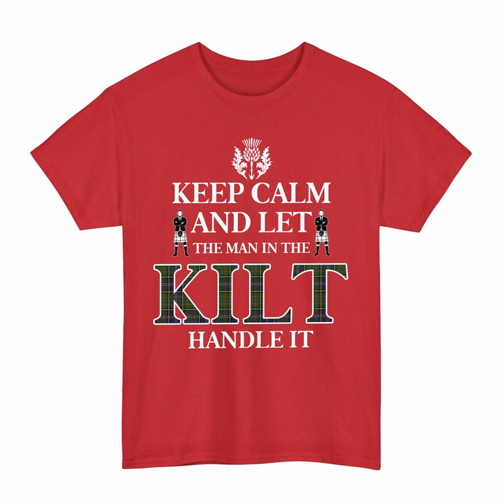Scottish MacMillan Hunting Modern Clan Tartan T-Shirt - Keep Calm Tartan Plaid Red Color